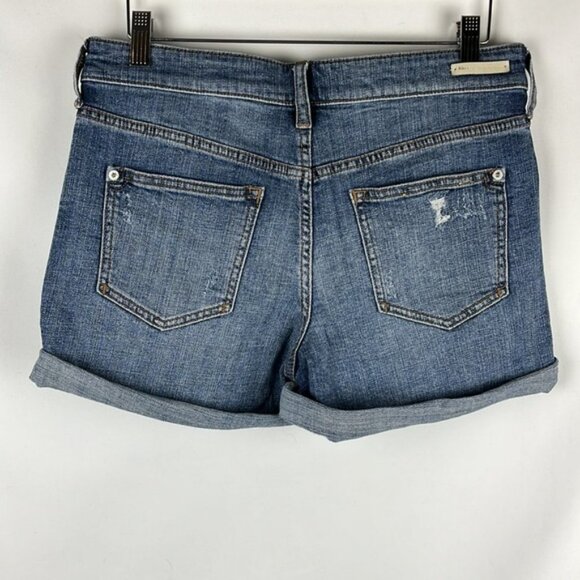 Anthropologie‎ Pilcro Mid Rise Slim Boyfriend Distressed Denim Shorts Size 27 - Picture 6 of 12